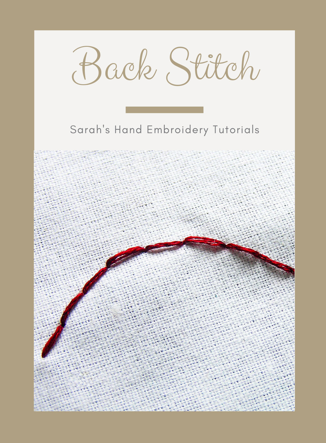 How to do the Back Stitch Sarah's Hand Embroidery Tutorials