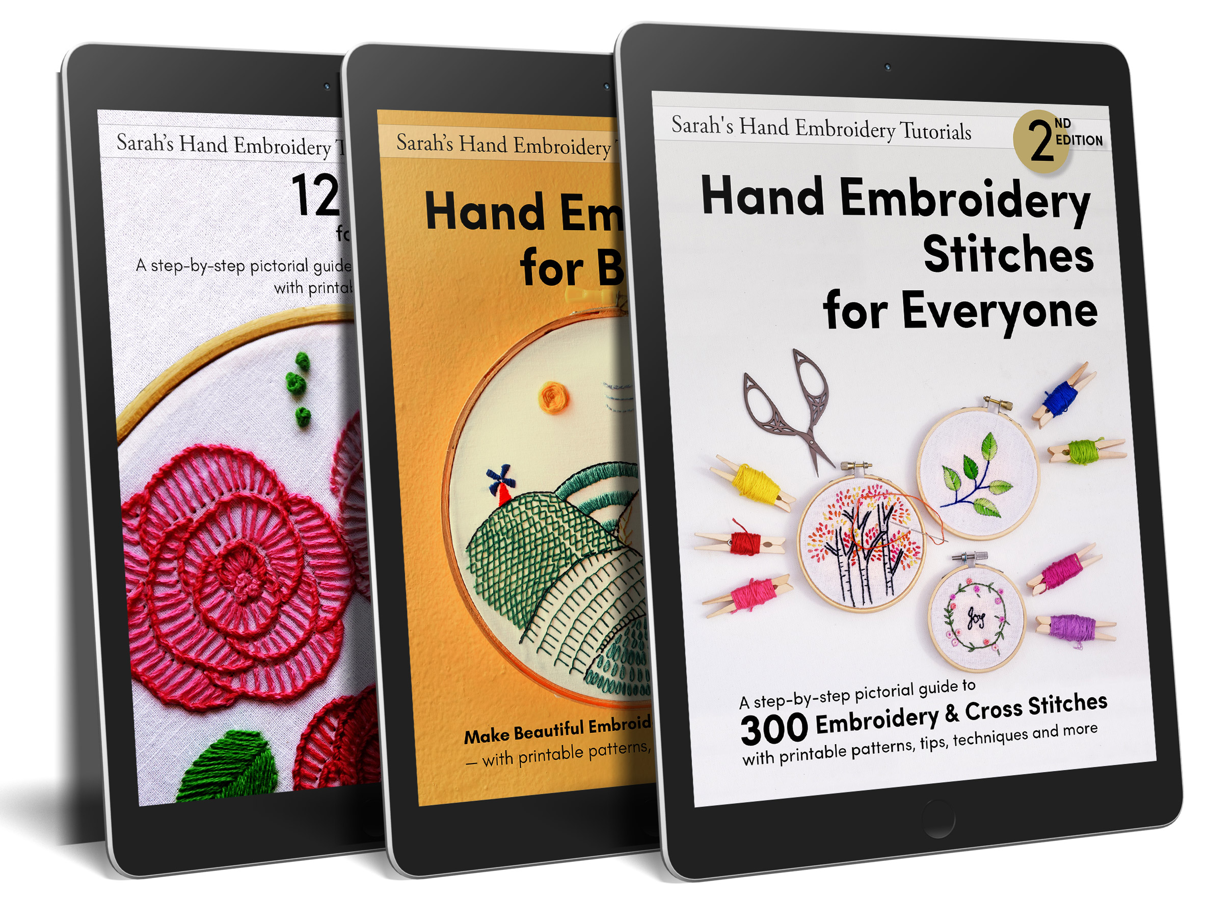 Hand Embroidery Beginner's Bundle of 3 - Sarah's Hand Embroidery Tutorials