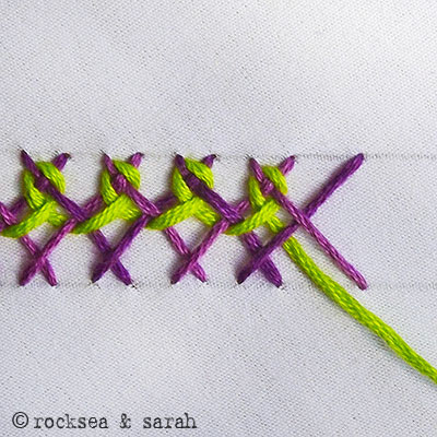 Interlaced Herringbone Stitch - Sarah's Hand Embroidery Tutorials