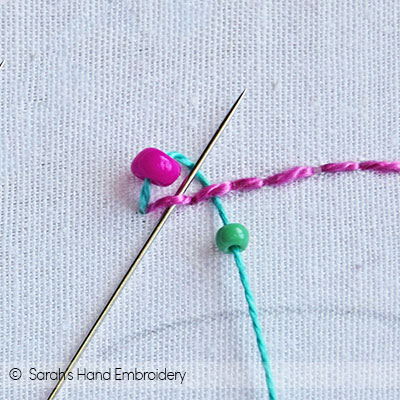 How to do Bead Embroidery with the Pekinese Stitch - Sarah's Hand