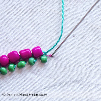 How to do Bead Embroidery with the Pekinese Stitch - Sarah's Hand