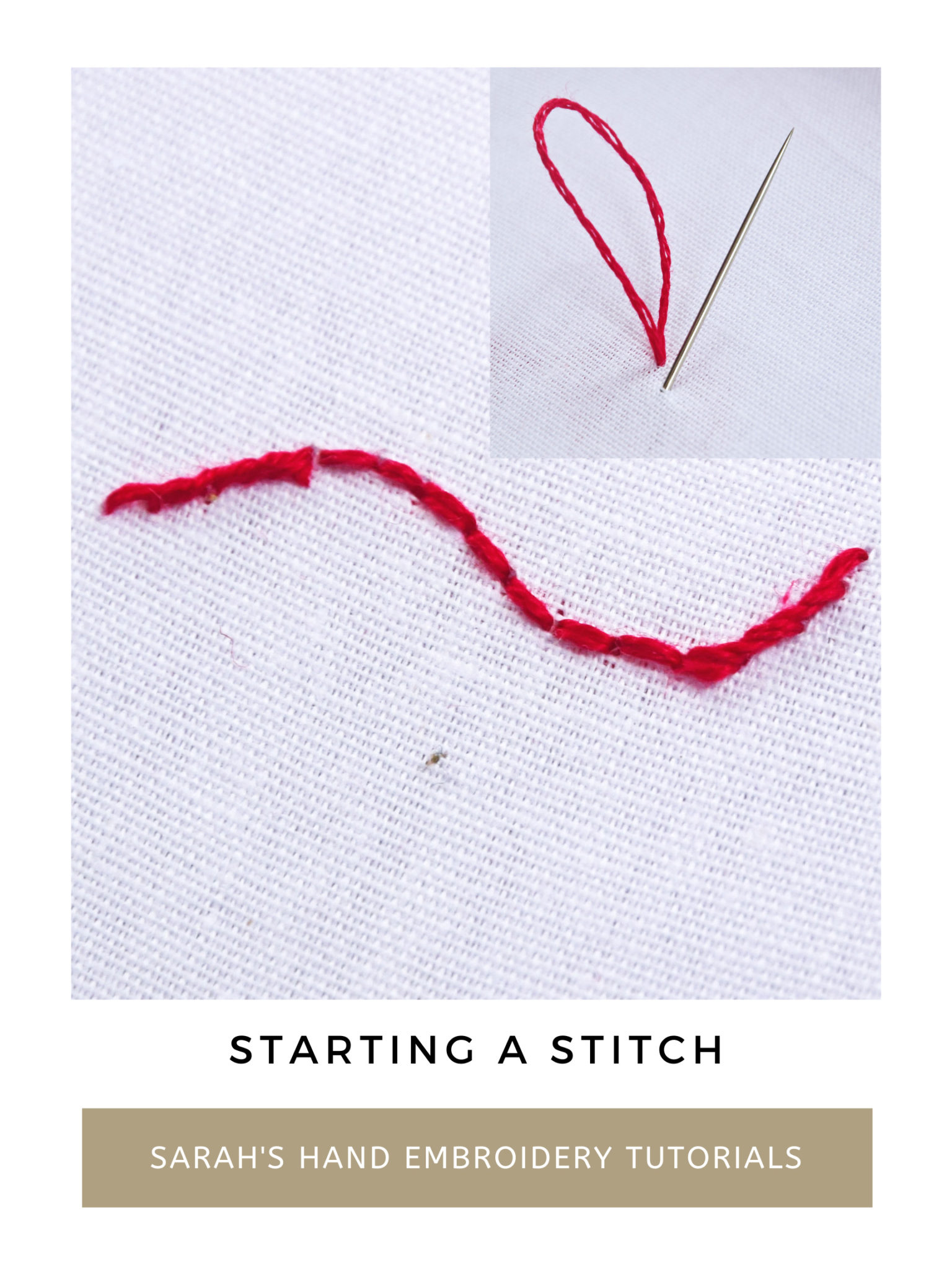 Different ways to start a stitch - Sarah's Hand Embroidery Tutorials